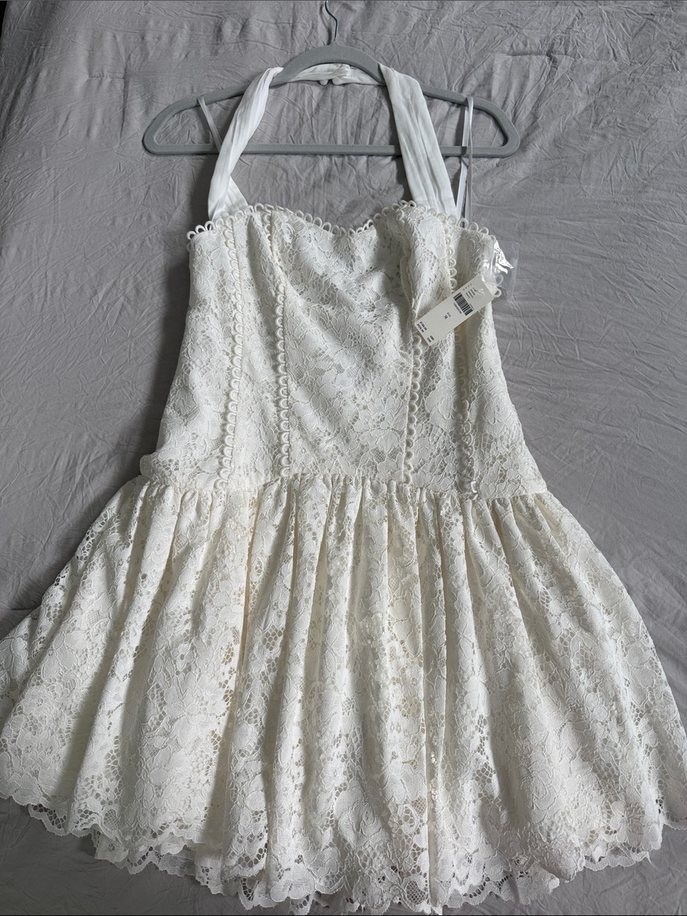 Anthropologie Ivory Lace Halter Mini Dress - Picture 2 of 5